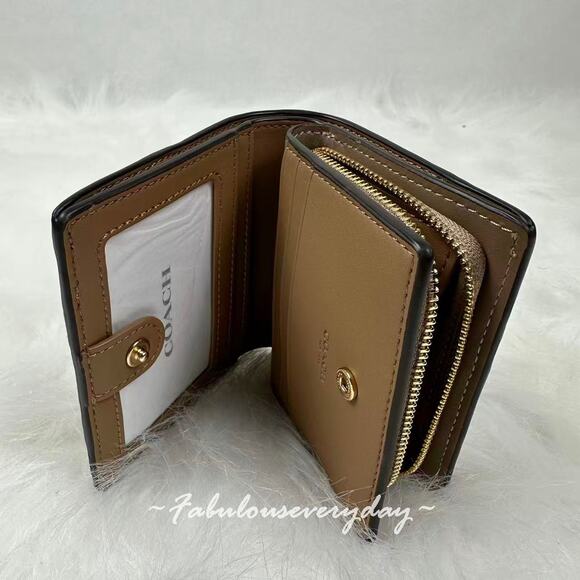 Coach Snap Wallet With Patchwork And Snake Print In Leather/Gold CCR27 NWT - Picture 6 of 6